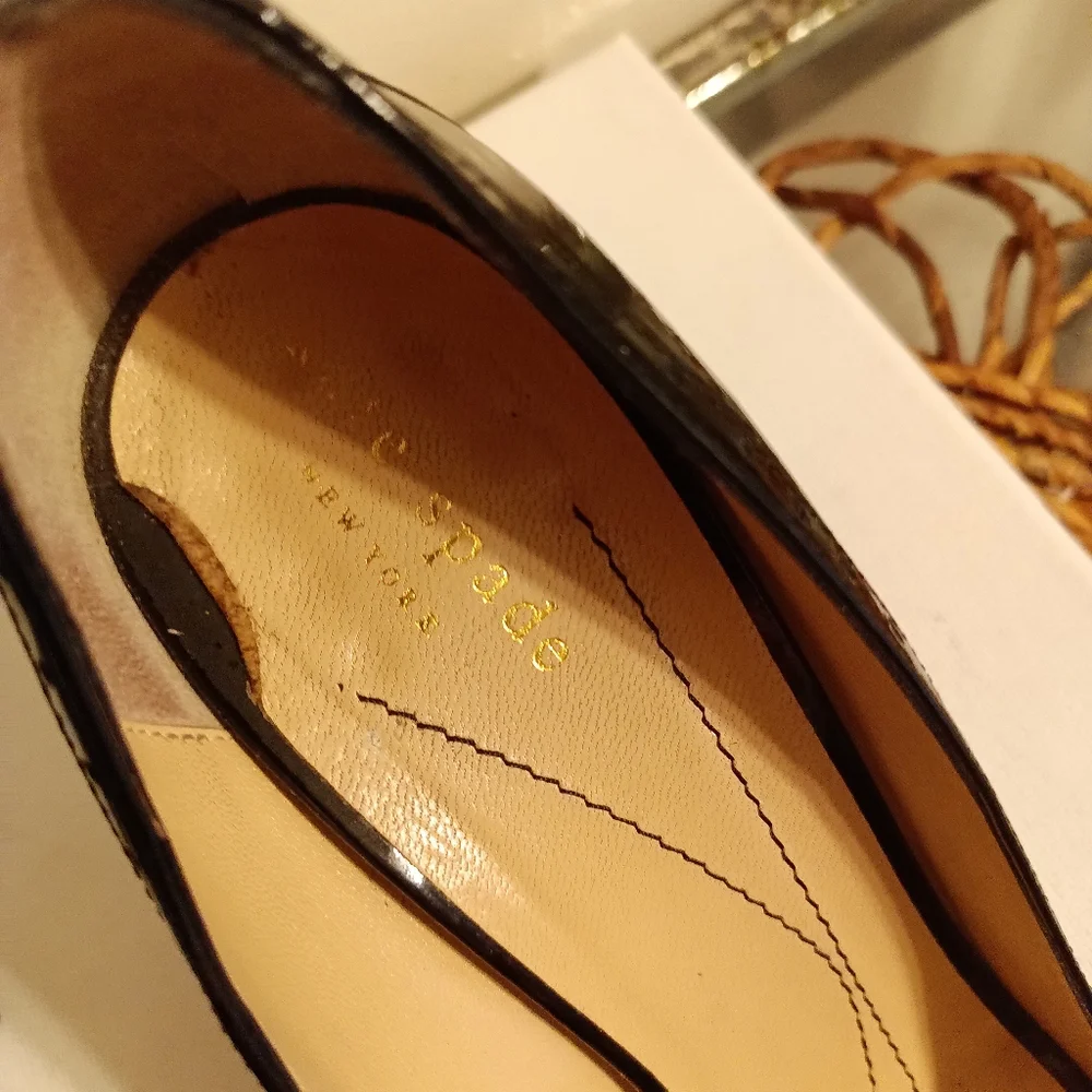 Kate Spade black patent leather peep toe heels size 8.5